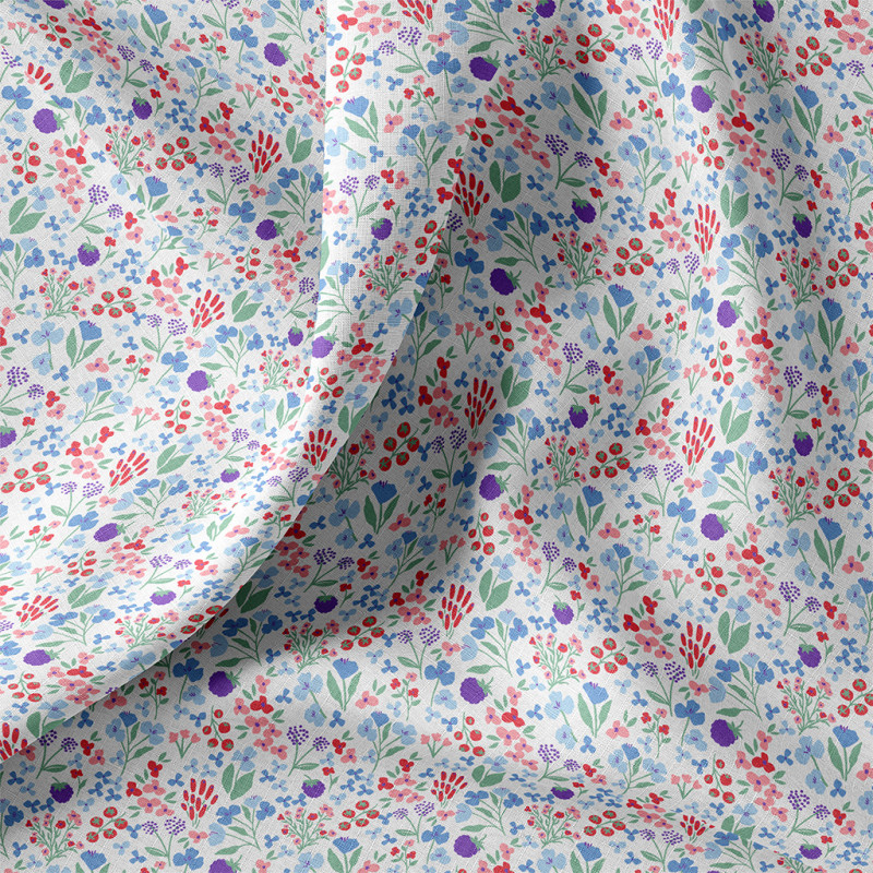 Printed Cotton CELINE White / Blue